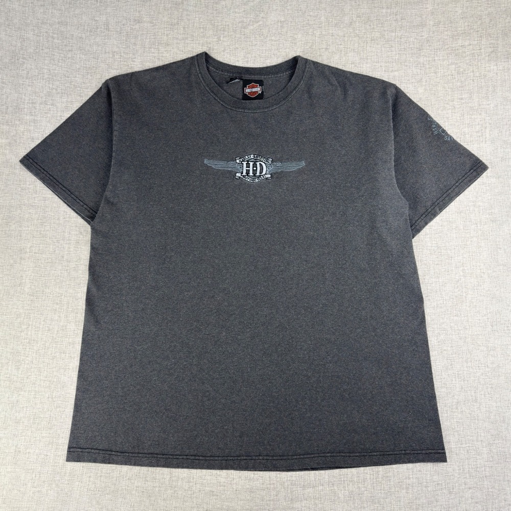 Harley-Davidson USA Made XL Gray Wing Tee‎ Savannah GA Dealer Shirt